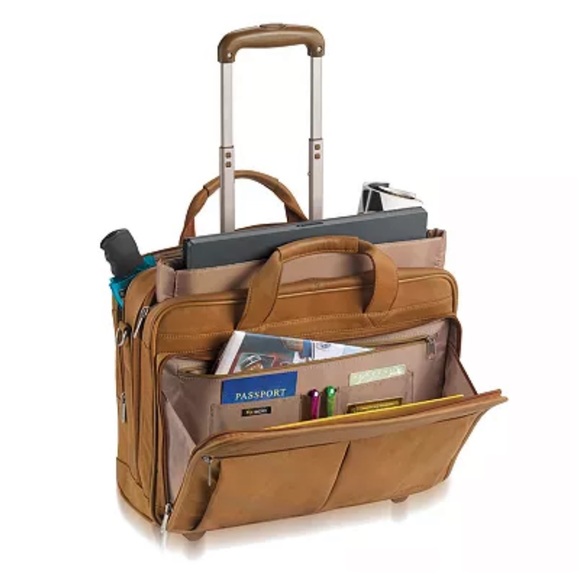 Leather solo walker overnight rolling laptop bag/briefcase - Picture 3 of 4